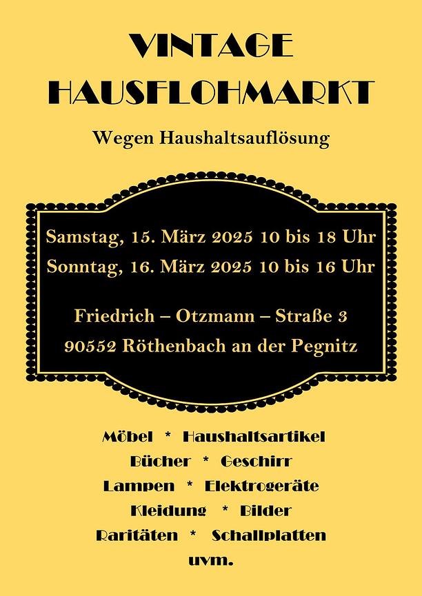 Bild 1 Vintage-Hausflohmarkt am 15. und 16. März 2025 in Röthenbach an der Pegnitz