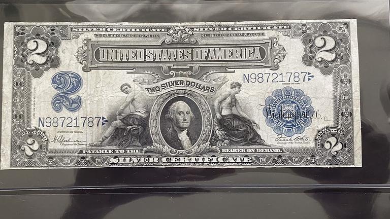 2 Dollar 1899 silver certificate, Silberzertifikat