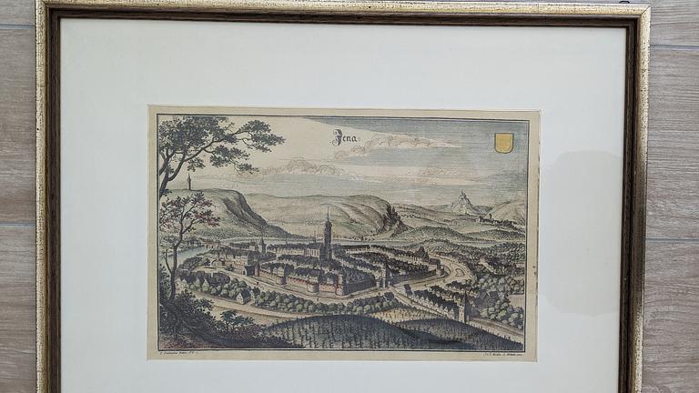 Vorschaubild Antikes Bild mit Ansicht der Stadt Jena um das Jahr 1650