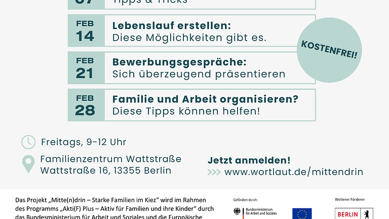 Workshops zum Thema BERUFLICHER EINSTIEG