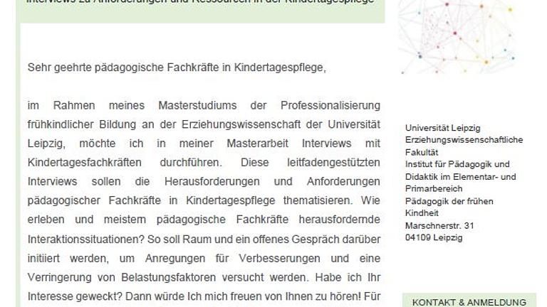 Interview Partner*in in Kindertagespflege gesucht