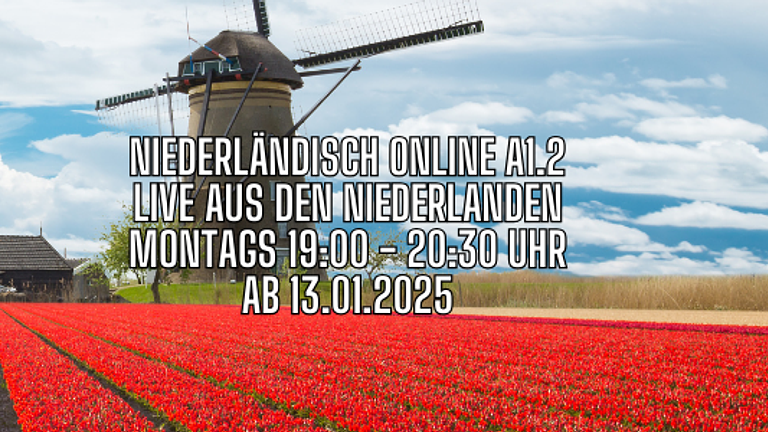 Niederländisch online A1.2 MONTAGS 19:00 - 20:30 Uhr ab 13.01.2025