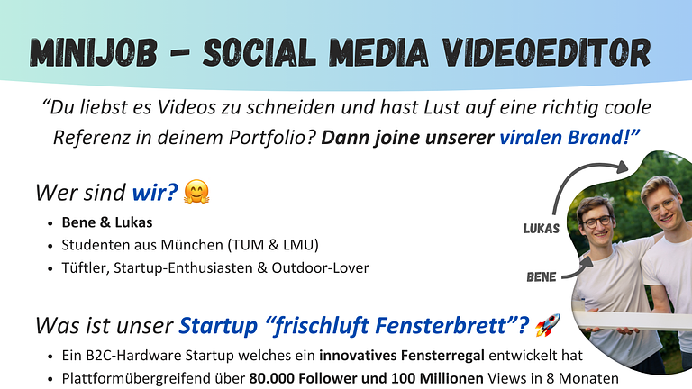 Minijob - Social Media Videoeditor